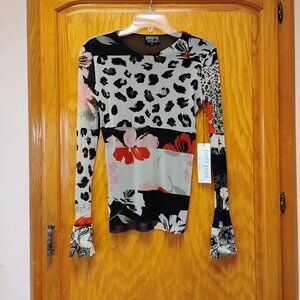 Beautiful Petit Pois by Viviana G nylon mesh top size S to M NWT